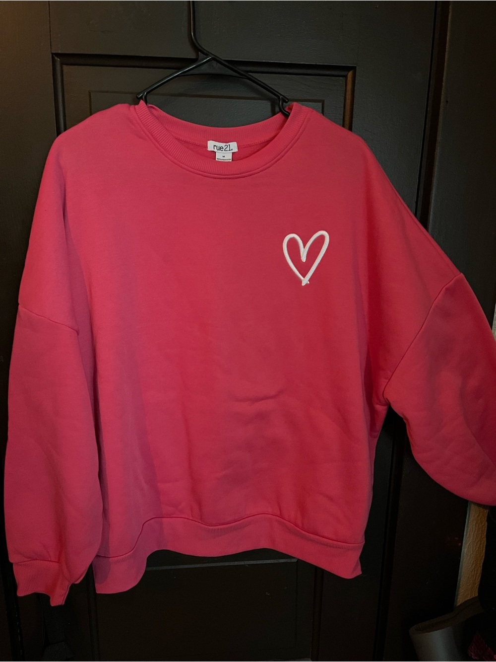 rue21 Hot Pink Crewneck Sweatshirt with White Heart